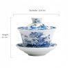 Blue And White Porcelain Lotus Koi Fish Teacup Set Blue And White Porcelain Lotus Koi Fish Teacup Set