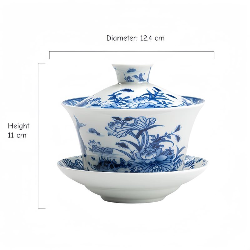 Blue And White Porcelain Lotus Koi Fish Teacup Set Blue And White Porcelain Lotus Koi Fish Teacup Set
