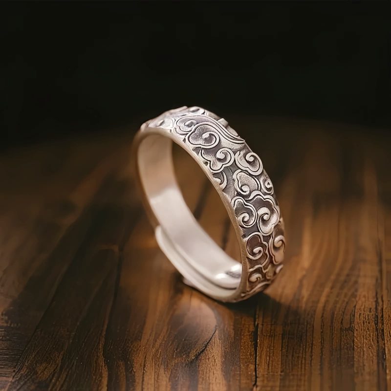Copper Vintage Auspicious Clouds Luck Ring Copper Vintage Auspicious Clouds Luck Ring