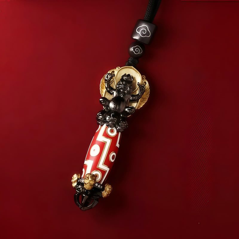 Tibetan Dzi Bead Skull Wisdom Necklace Tibetan Dzi Bead Skull Wisdom Necklace
