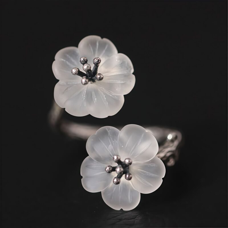 Schutzring Pflaumenblüte aus 925er Silber 925 Silver Plum Blossom Protection Ring - 4