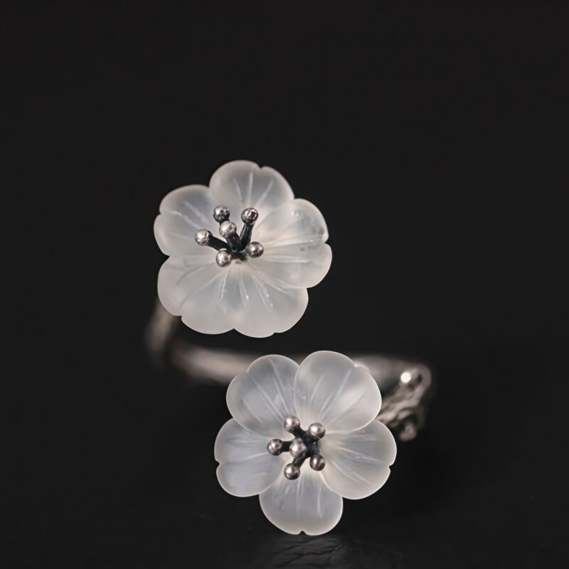 Schutzring Pflaumenblüte aus 925er Silber 925 Silver Plum Blossom Protection Ring - 12