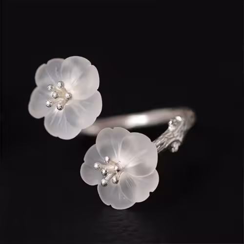 Schutzring Pflaumenblüte aus 925er Silber