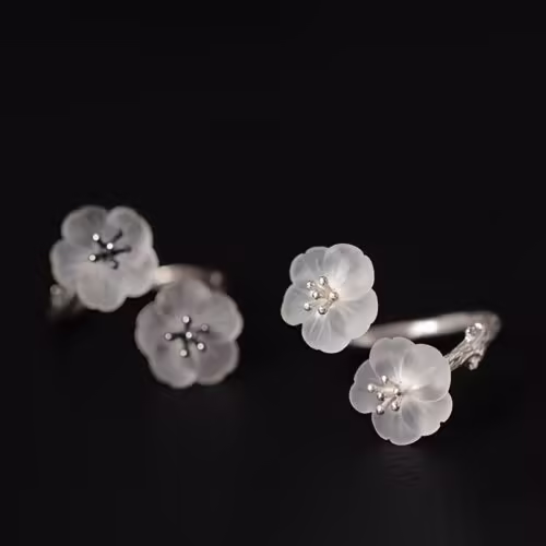Schutzring Pflaumenblüte aus 925er Silber
