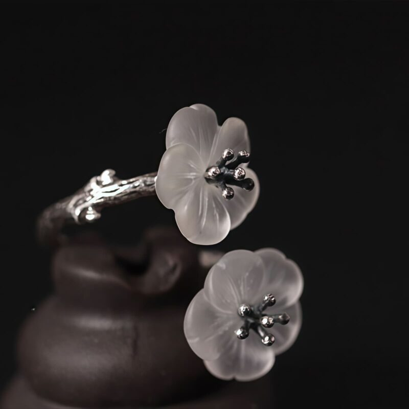 Schutzring Pflaumenblüte aus 925er Silber 925 Silver Plum Blossom Protection Ring - 10