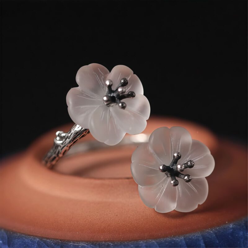 Schutzring Pflaumenblüte aus 925er Silber 925 Silver Plum Blossom Protection Ring - 9