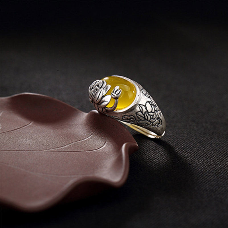 Citrin-Lotus-Schutzring Citrine Lotus Protection Ring - 3
