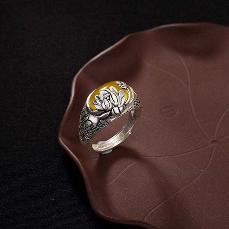 Citrin-Lotus-Schutzring Citrine Lotus Protection Ring - 4