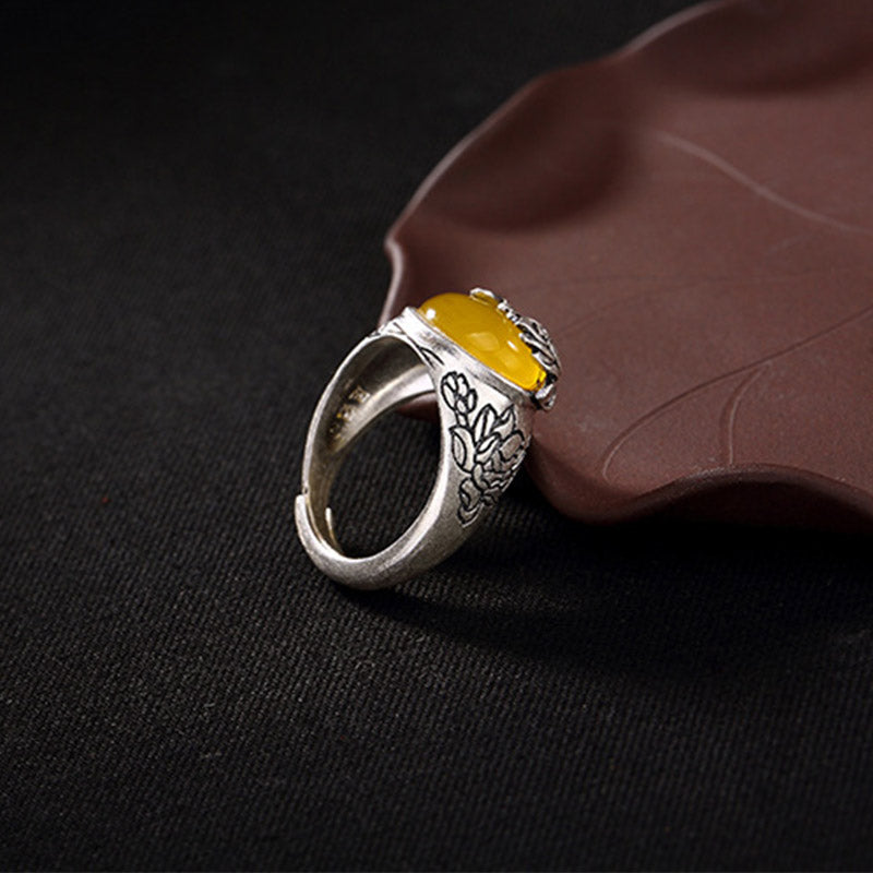 Citrin-Lotus-Schutzring Citrine Lotus Protection Ring - 6