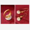 Schmuckset aus Hetian-Jade & Lotus: Ring & Ohrringe Hetian Jade Lotus Luck Ring & Earrings Set - 11