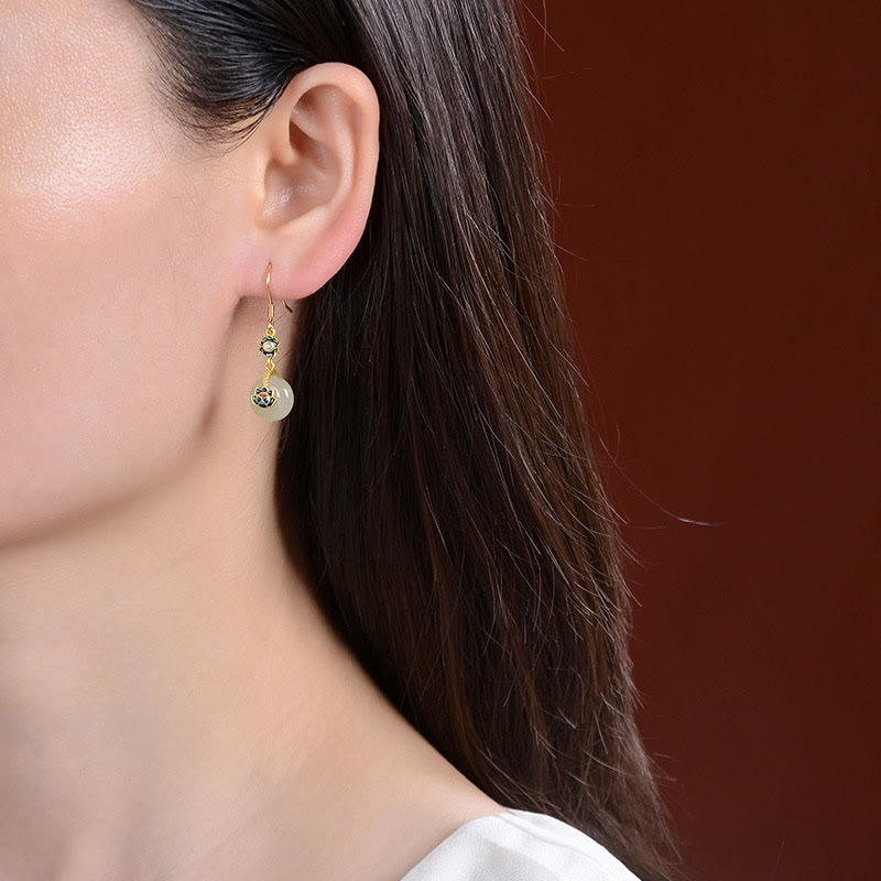 Schmuckset aus Hetian-Jade & Lotus: Ring & Ohrringe Hetian Jade Lotus Luck Ring & Earrings Set - 10