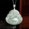 925 Silver Jade Laughing Buddha Necklace 925 Silver Jade Laughing Buddha Necklace - 1