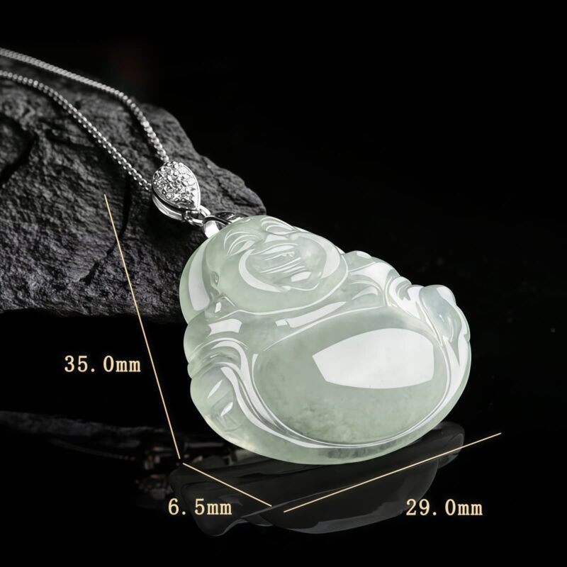 925 Silver Jade Laughing Buddha Necklace 925 Silver Jade Laughing Buddha Necklace - 10