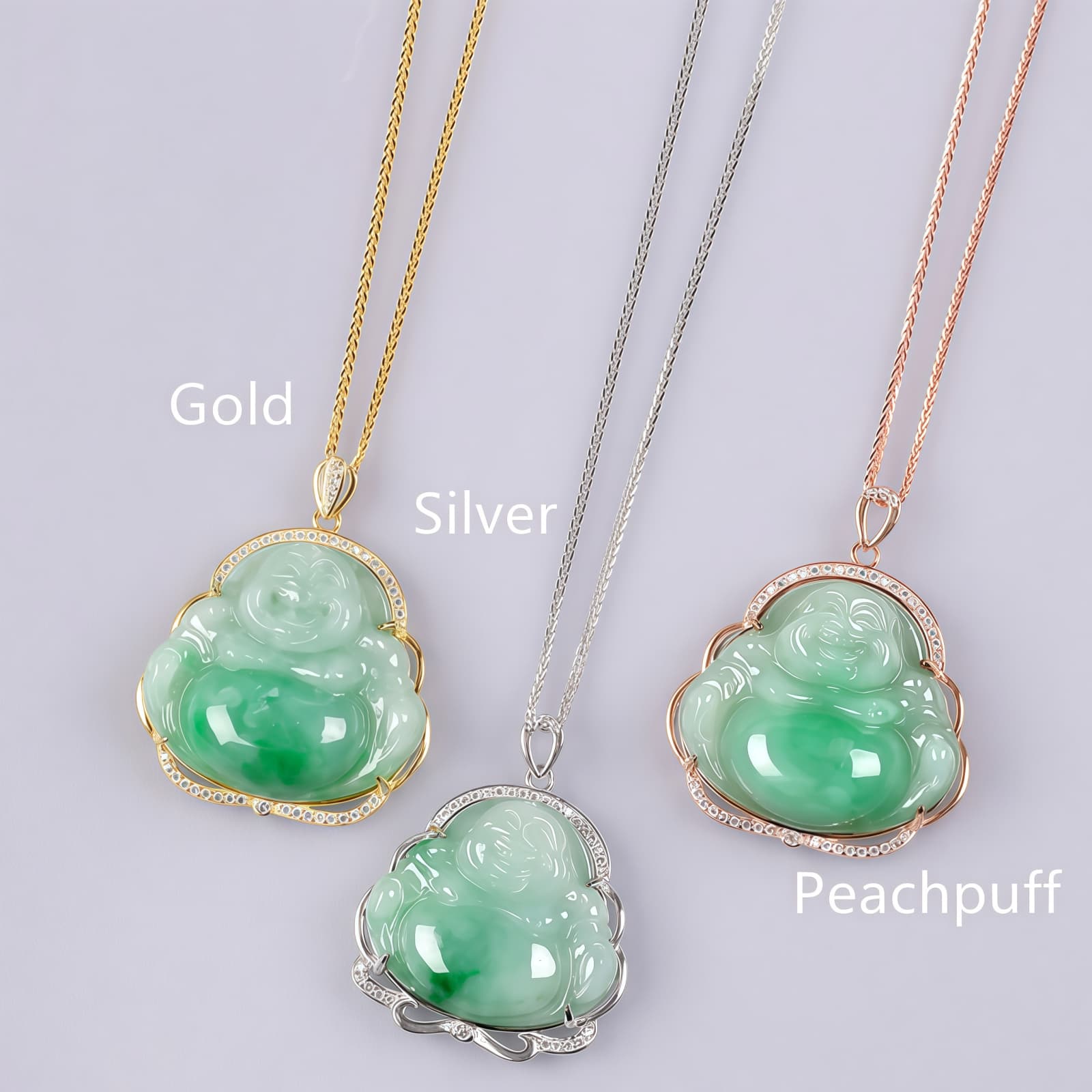 925 Silver Laughing Buddha Jade Necklace - 4