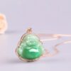 925 Silver Laughing Buddha Jade Necklace - 1