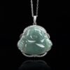 925 Silver Laughing Buddha Jade Pendant Necklace - 4