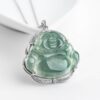 925 Silver Laughing Buddha Jade Pendant Necklace - 1