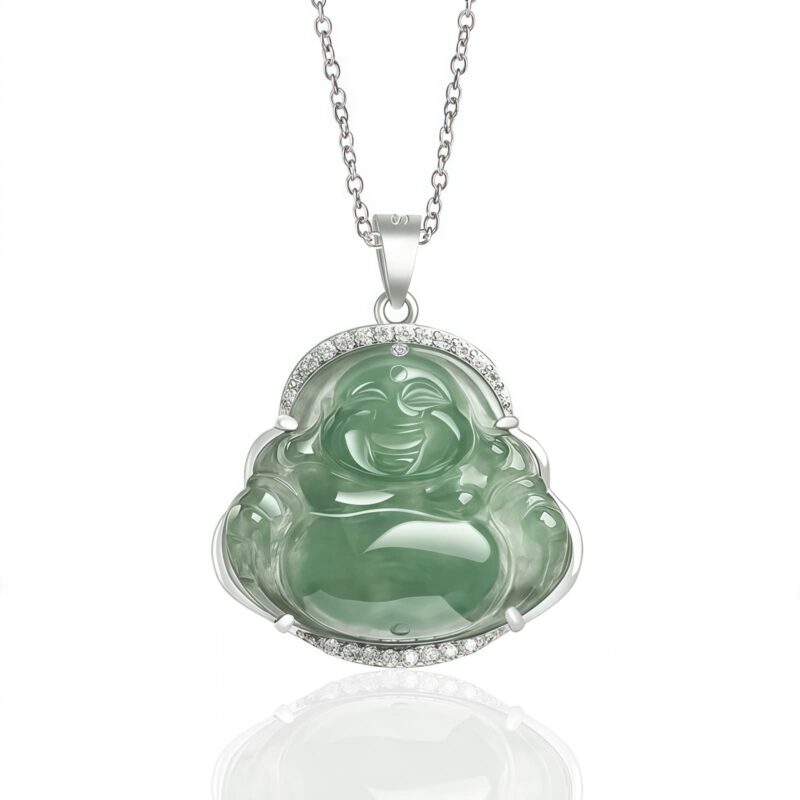 925 Silver Laughing Buddha Pendant Necklace - 1