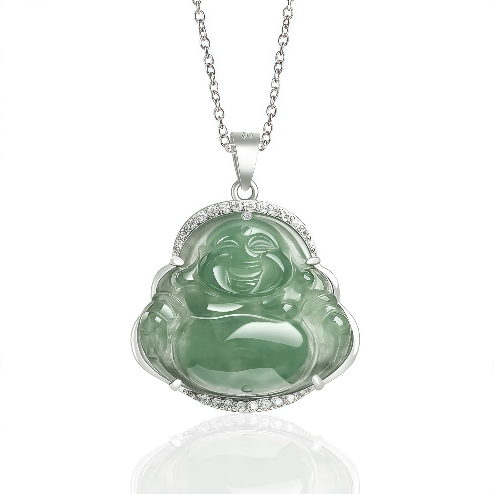 925 Silver Laughing Buddha Pendant Necklace 925 Silver Laughing Buddha Pendant Necklace - 1
