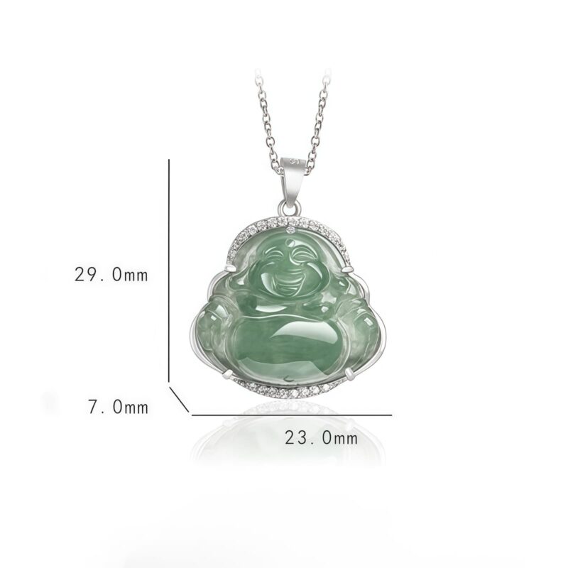 925 Silver Laughing Buddha Pendant Necklace - 9