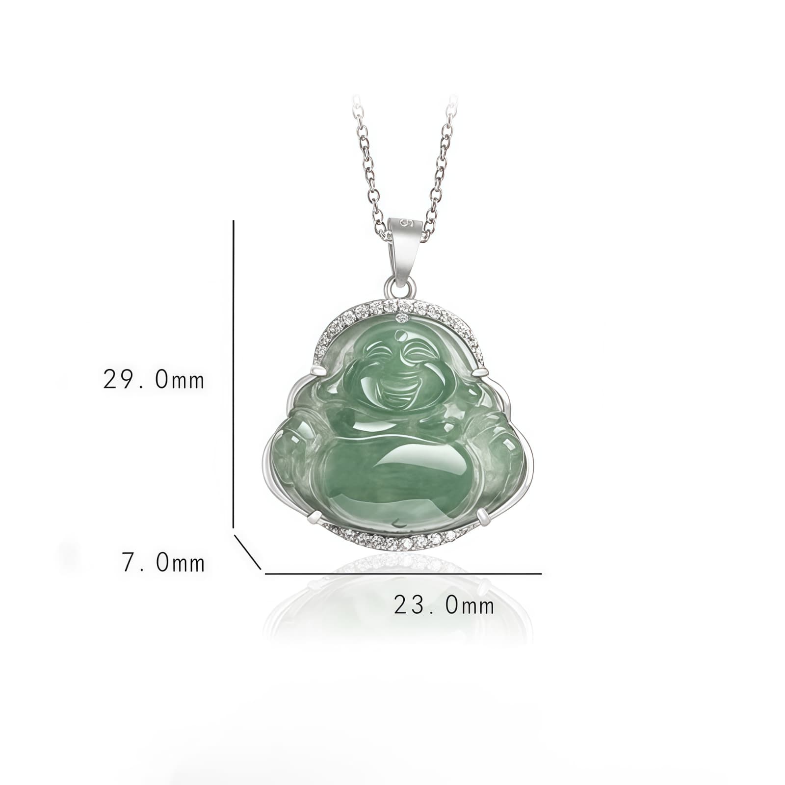 925 Silver Laughing Buddha Pendant Necklace 925 Silver Laughing Buddha Pendant Necklace - 9