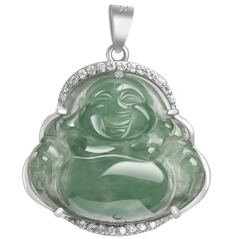 925 Silver Laughing Buddha Pendant Necklace - 7