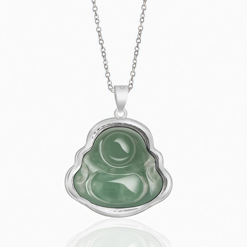 925 Silver Laughing Buddha Pendant Necklace - 6