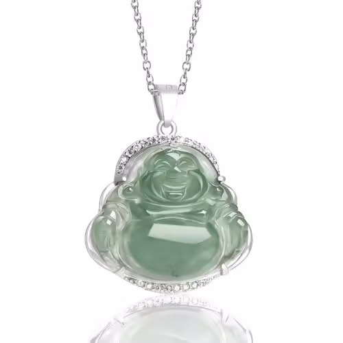 925 Silver Laughing Buddha Pendant Necklace - 2