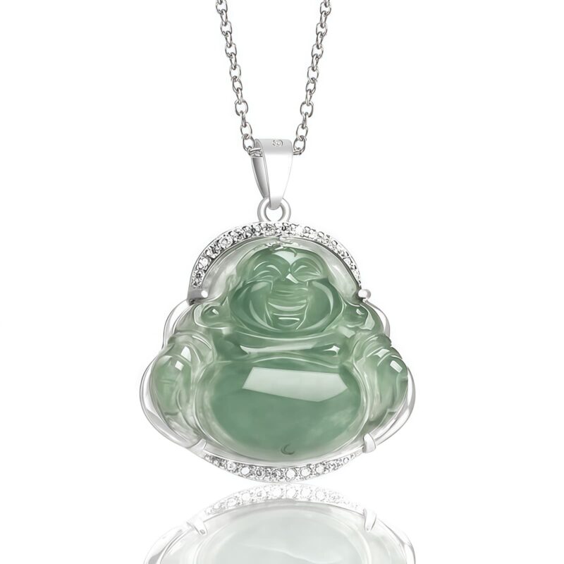 925 Silver Laughing Buddha Pendant Necklace - 2