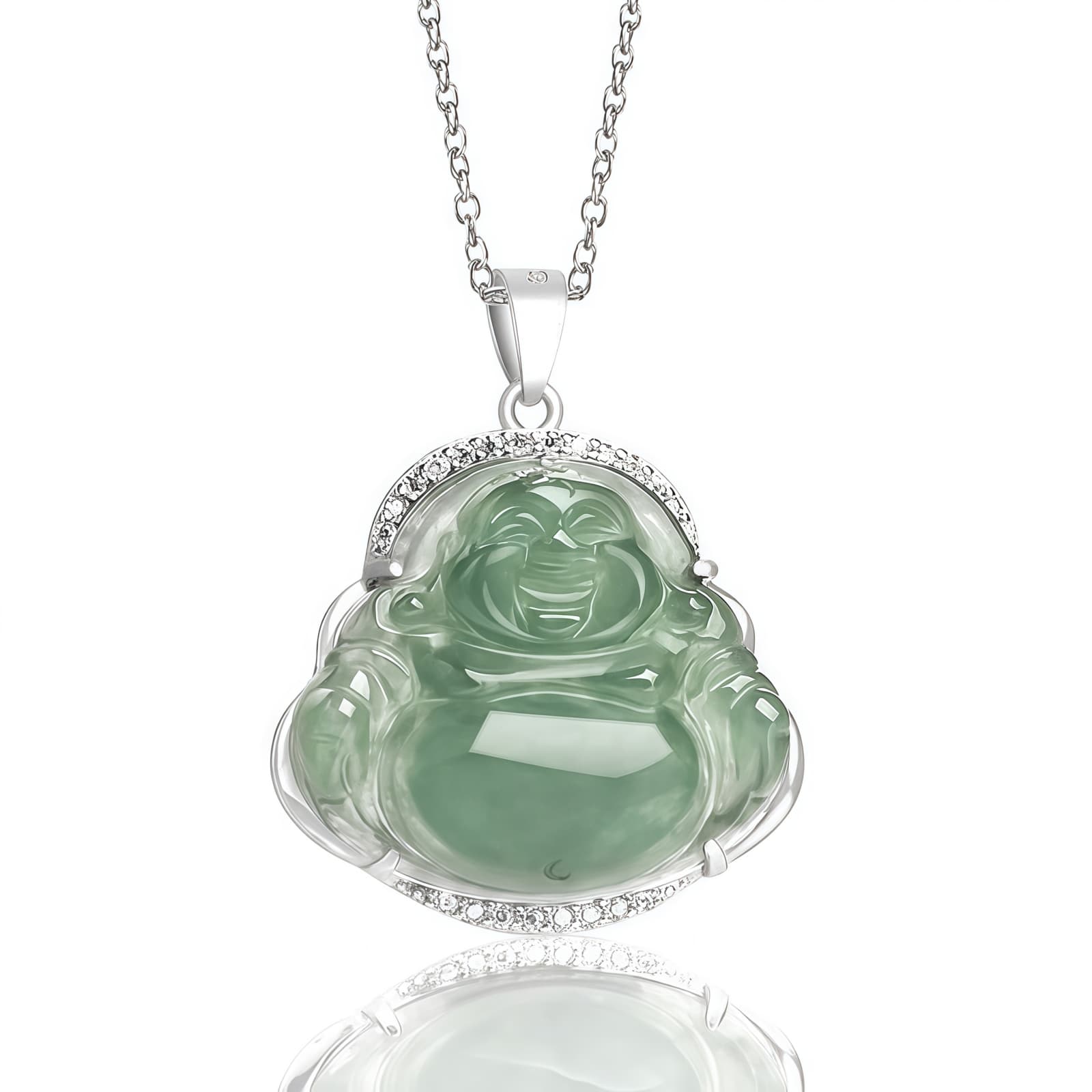 925 Silver Laughing Buddha Pendant Necklace 925 Silver Laughing Buddha Pendant Necklace - 2