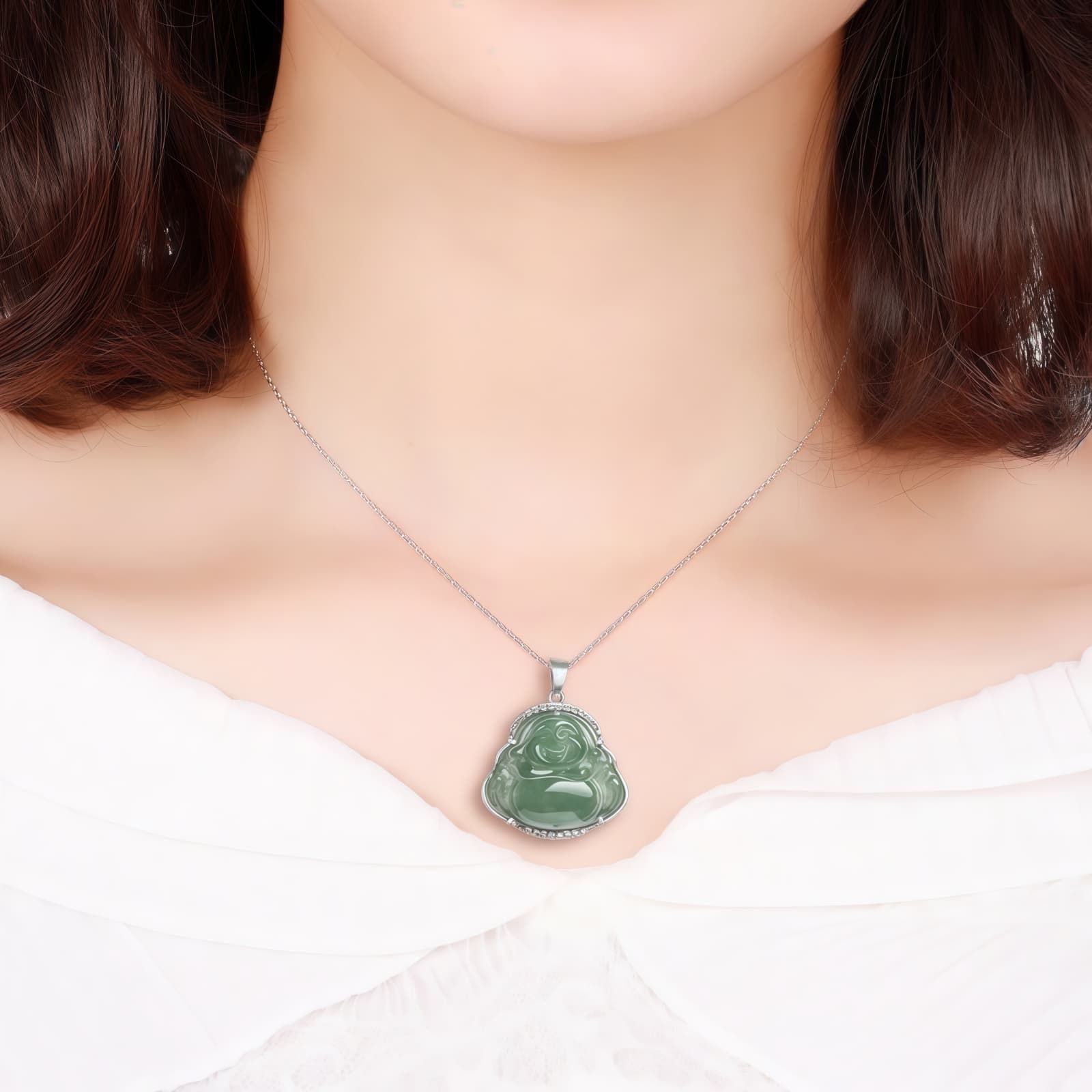 925 Silver Laughing Buddha Pendant Necklace 925 Silver Laughing Buddha Pendant Necklace - 8
