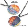 999 Silver & 24K Gold Half Demon Half Buddha Necklace - 6
