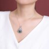 999 Silver Laughing Buddha Cyan Jade Pendant Necklace 999 Silver Laughing Buddha Cyan Jade Pendant Necklace - 5