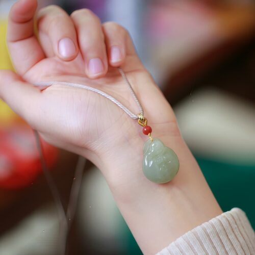 Hetian Jade Laughing Buddha Necklace - 2