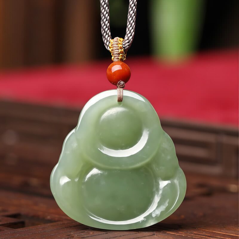 Hetian Jade Laughing Buddha Abundance Pendant Necklace - 7
