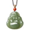 Hetian Jade Laughing Buddha Abundance Pendant Necklace - 11