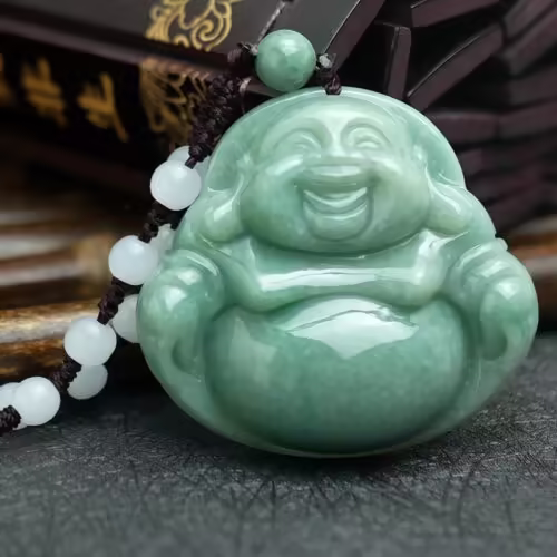 Jade Laughing Buddha Harmony Necklace - 2
