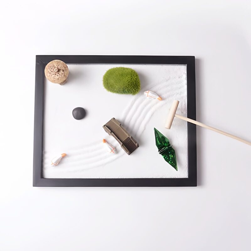 Zen Garden Koi Fish Decoration with Bridge and Grass - 6