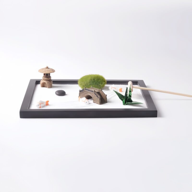 Zen Garden Koi Fish Decoration with Bridge and Grass - 4