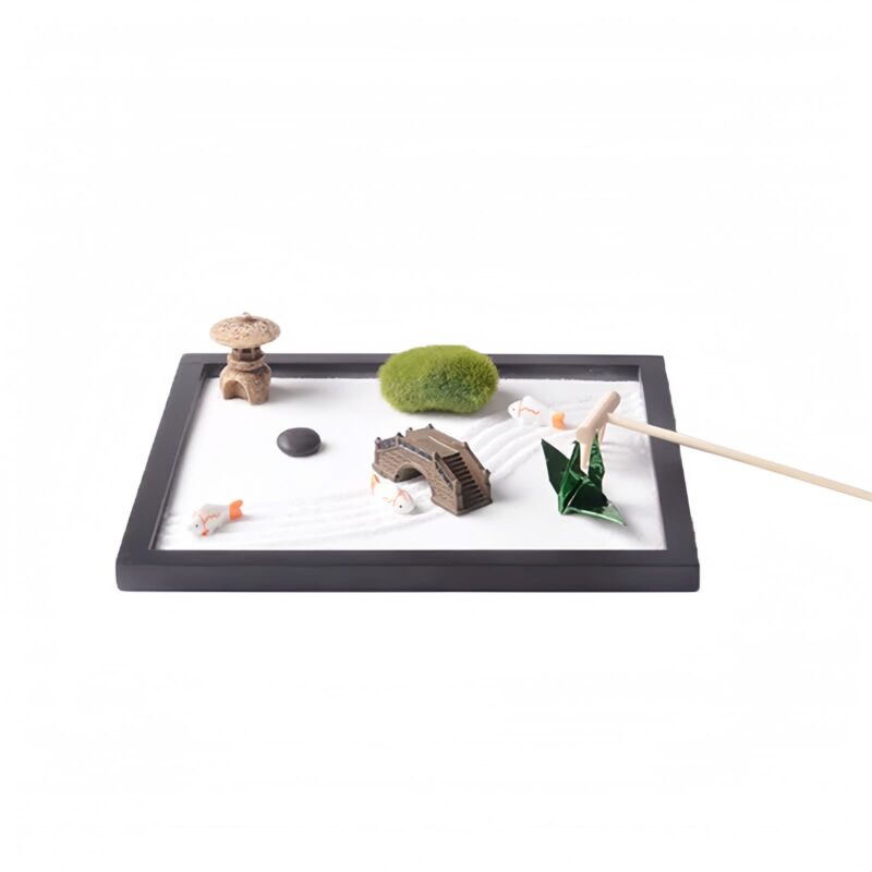 Zen Garden Koi Fish Decoration with Bridge and Grass - 2