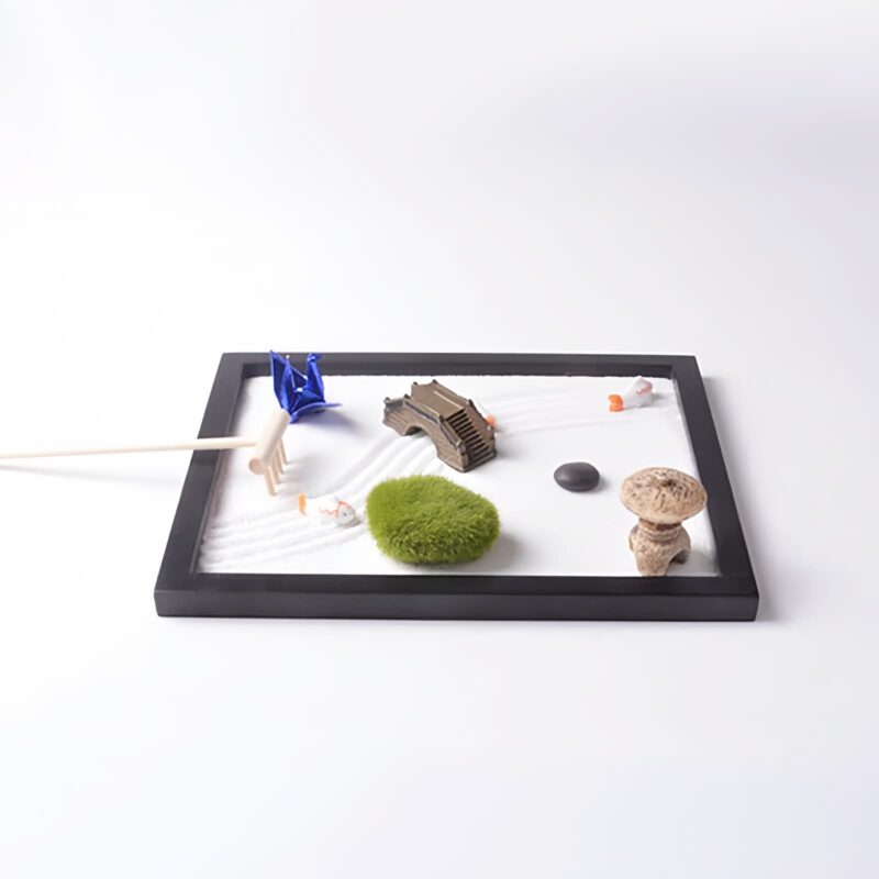 Zen Garden Koi Fish Decoration with Bridge and Grass - 3