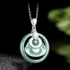Natural Jade Laughing Buddha Silver Pendant Necklace - 5