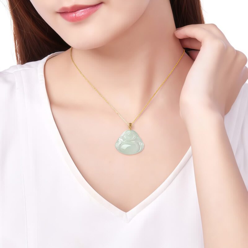 Natural Jade Laughing Buddha Pendant Necklace - 3