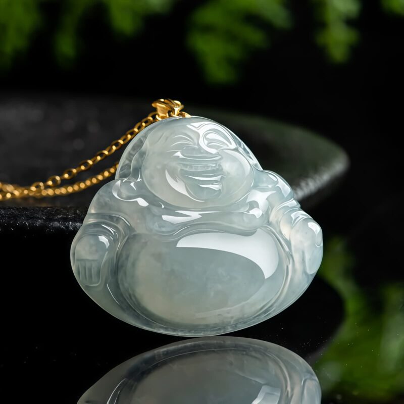 Natural Jade Laughing Buddha Pendant Necklace - 2