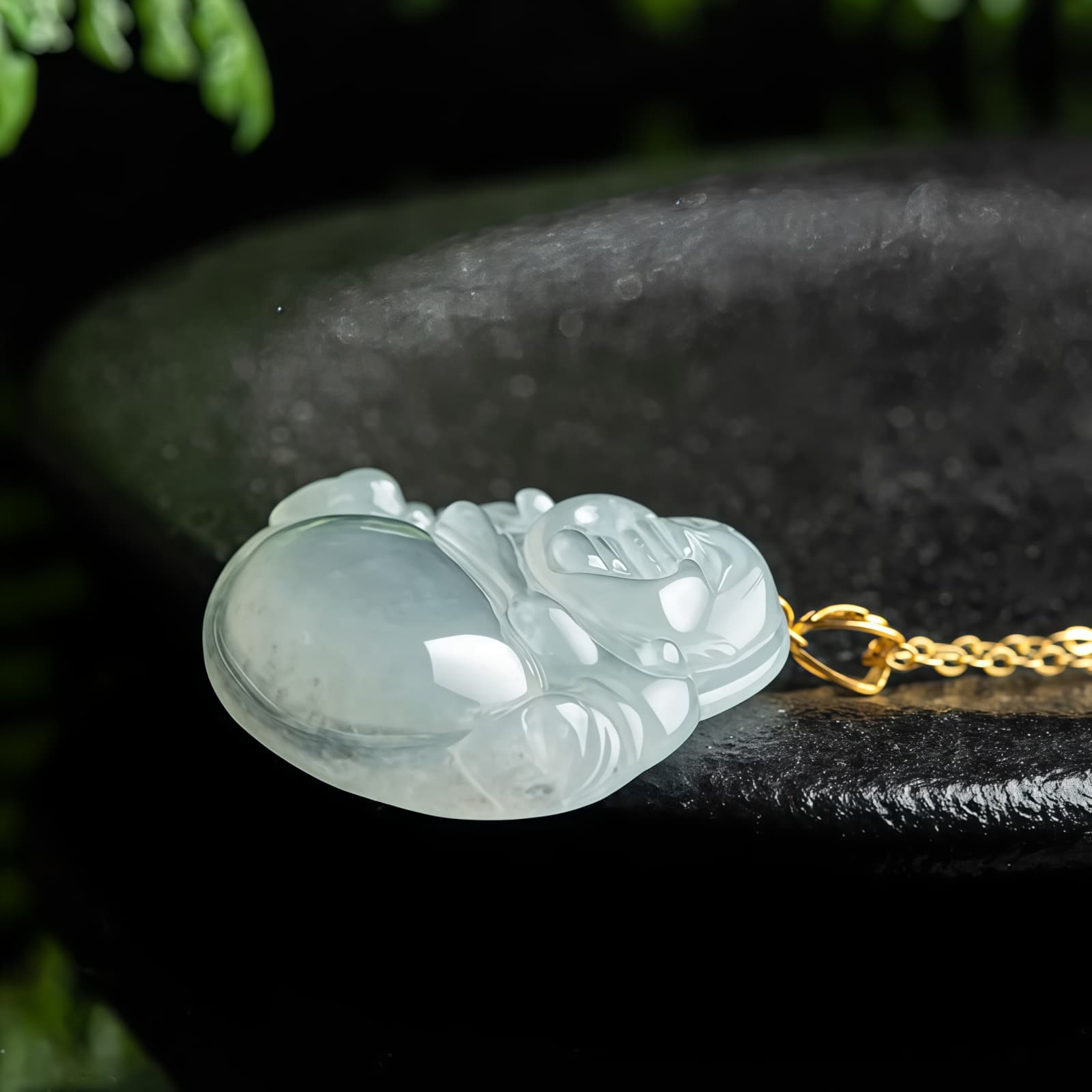 Natural Jade Laughing Buddha Pendant Necklace - 4