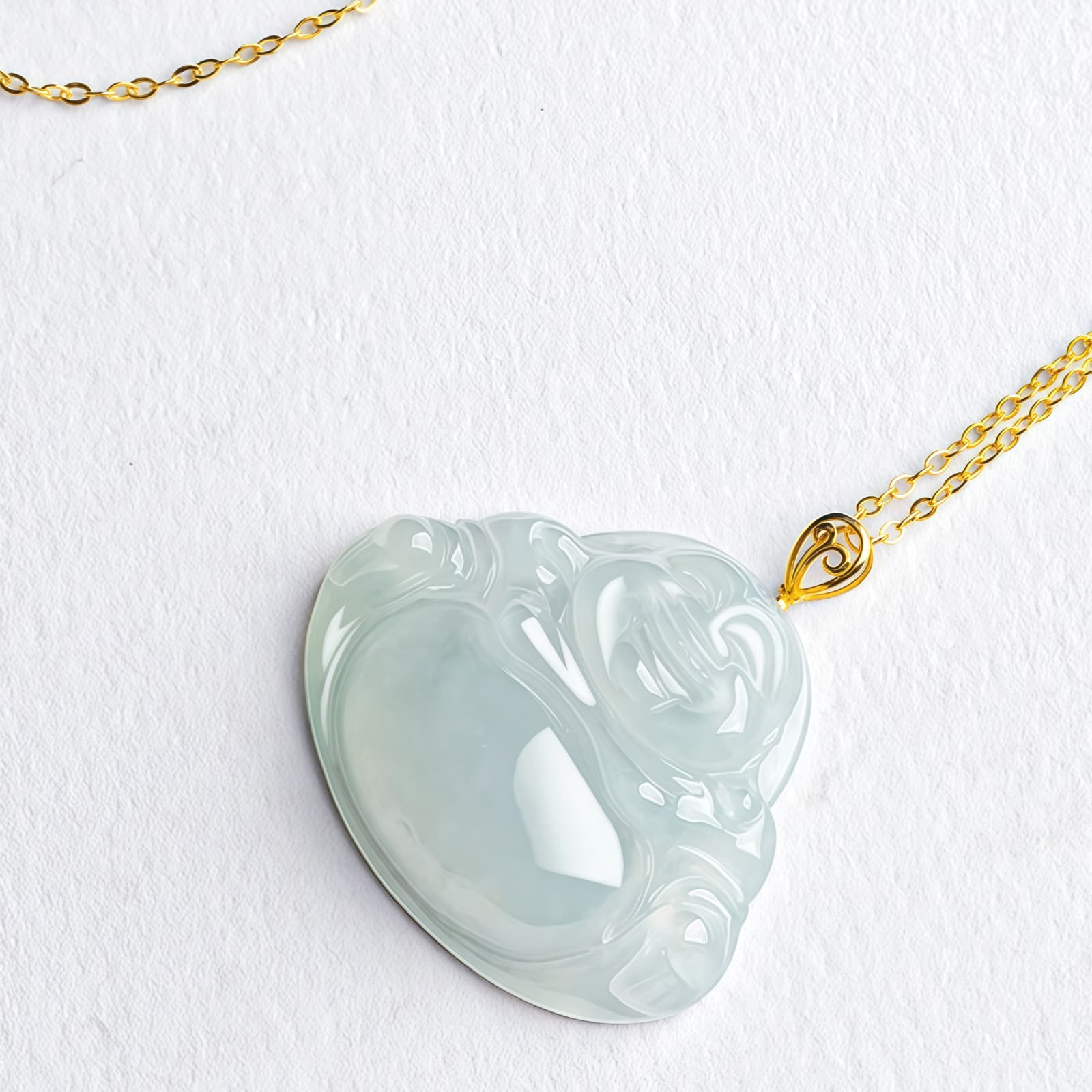 Natural Jade Laughing Buddha Pendant Necklace - 6