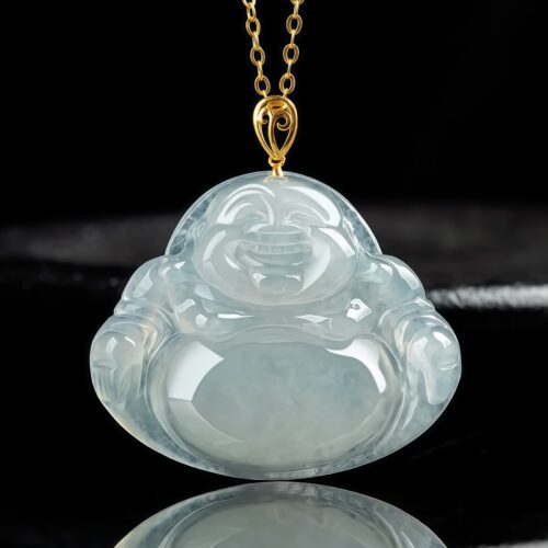 Natural Jade Laughing Buddha Pendant Necklace - 1 Natural Jade Laughing Buddha Pendant Necklace - 1