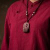 Small Leaf Red Sandalwood Zodiac Buddha Pendant Necklace Small Leaf Red Sandalwood Zodiac Buddha Pendant Necklace - 10