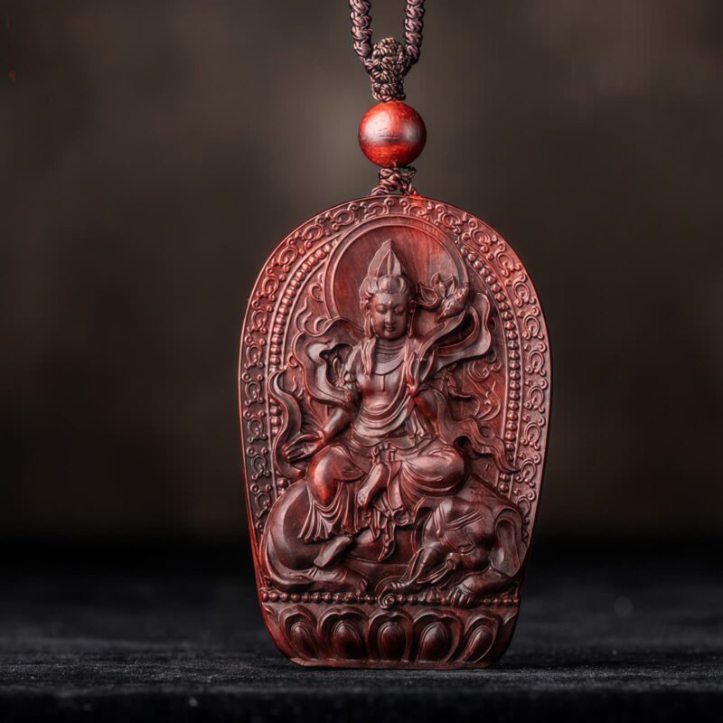 Small Leaf Red Sandalwood Zodiac Buddha Pendant Necklace Small Leaf Red Sandalwood Zodiac Buddha Pendant Necklace - 9