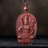 Small Leaf Red Sandalwood Zodiac Buddha Pendant Necklace Small Leaf Red Sandalwood Zodiac Buddha Pendant Necklace - 7